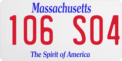 MA license plate 106SO4