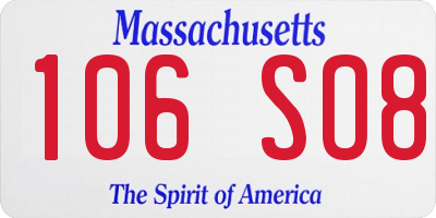 MA license plate 106SO8