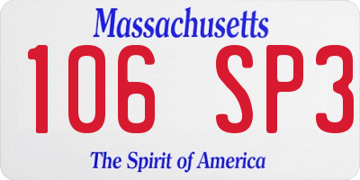 MA license plate 106SP3