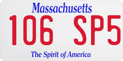 MA license plate 106SP5