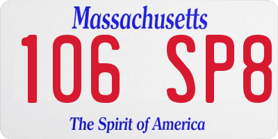 MA license plate 106SP8