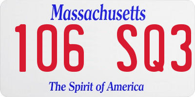 MA license plate 106SQ3