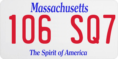 MA license plate 106SQ7