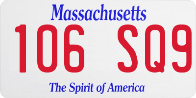 MA license plate 106SQ9