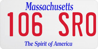 MA license plate 106SR0