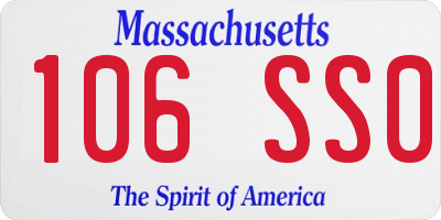MA license plate 106SS0