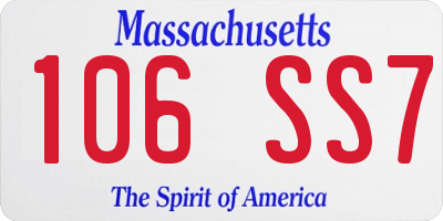 MA license plate 106SS7