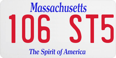 MA license plate 106ST5