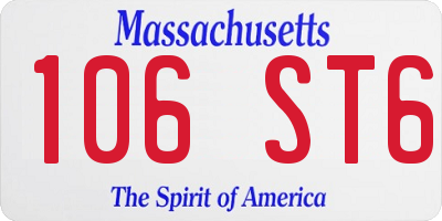 MA license plate 106ST6