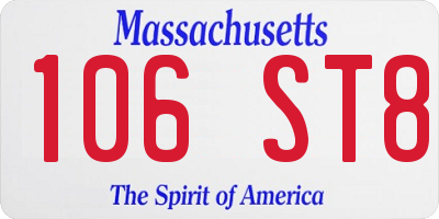 MA license plate 106ST8