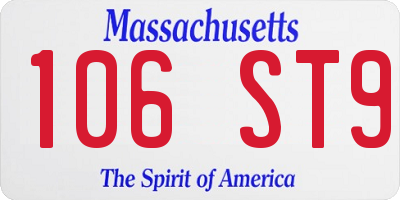 MA license plate 106ST9
