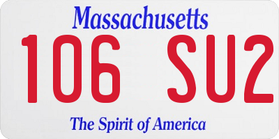 MA license plate 106SU2