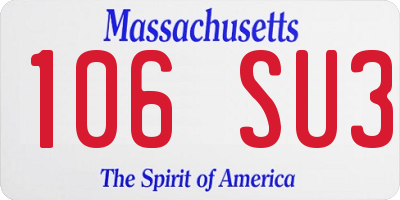 MA license plate 106SU3