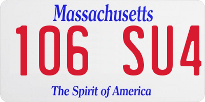 MA license plate 106SU4