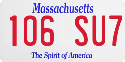 MA license plate 106SU7