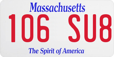 MA license plate 106SU8