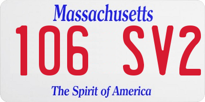 MA license plate 106SV2