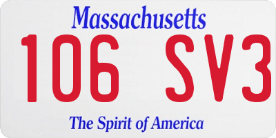 MA license plate 106SV3