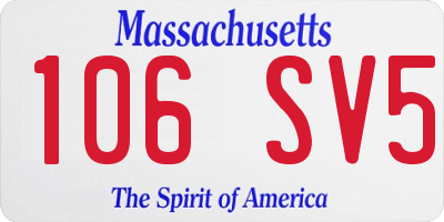 MA license plate 106SV5