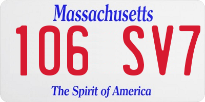 MA license plate 106SV7