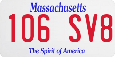 MA license plate 106SV8