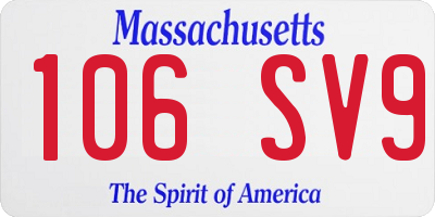 MA license plate 106SV9