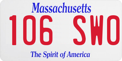 MA license plate 106SW0