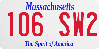 MA license plate 106SW2