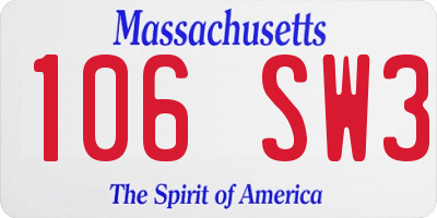 MA license plate 106SW3