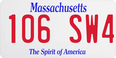 MA license plate 106SW4