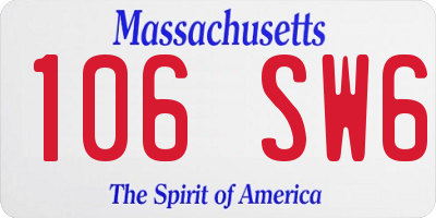 MA license plate 106SW6