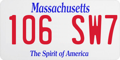 MA license plate 106SW7