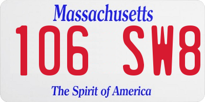 MA license plate 106SW8