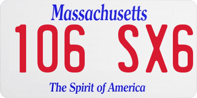 MA license plate 106SX6