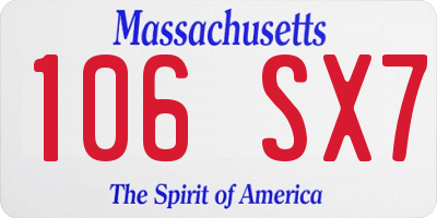 MA license plate 106SX7