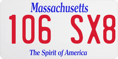 MA license plate 106SX8
