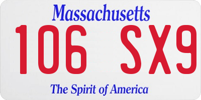 MA license plate 106SX9