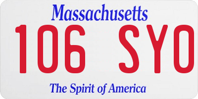 MA license plate 106SY0