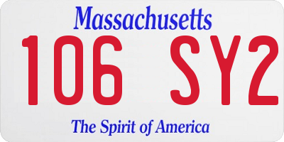 MA license plate 106SY2
