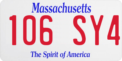 MA license plate 106SY4