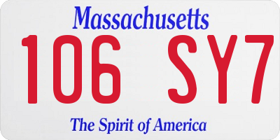 MA license plate 106SY7
