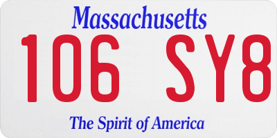 MA license plate 106SY8