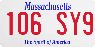 MA license plate 106SY9