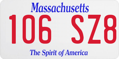 MA license plate 106SZ8