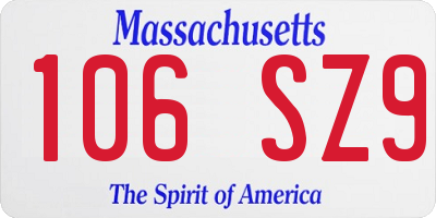 MA license plate 106SZ9