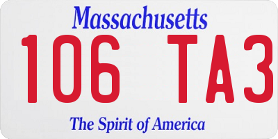 MA license plate 106TA3