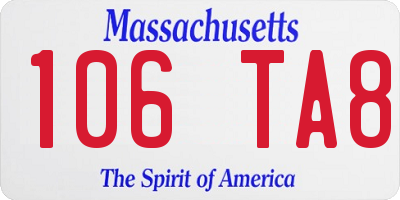 MA license plate 106TA8