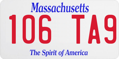 MA license plate 106TA9