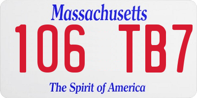 MA license plate 106TB7