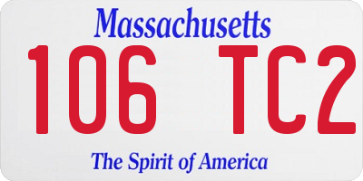 MA license plate 106TC2